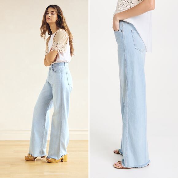 Veronica Beard Taylor Relaxed Wide Leg High Rise Jean in Aire Size 28 Light Blue - Picture 2 of 16